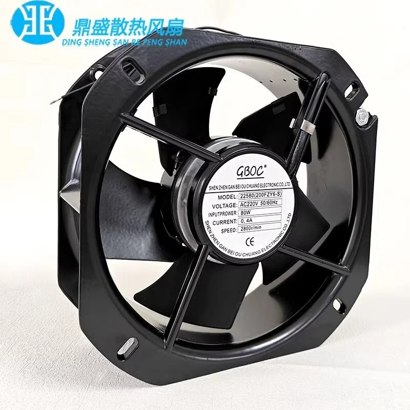 Фото Вентилятор охлаждения GBOC, 1 шт., для 22580 200FZY6-S, AC220V, 80W, 0.4A, 2800 об/мин, цельнометаллический, 22 см, 220×220×80 мм №2