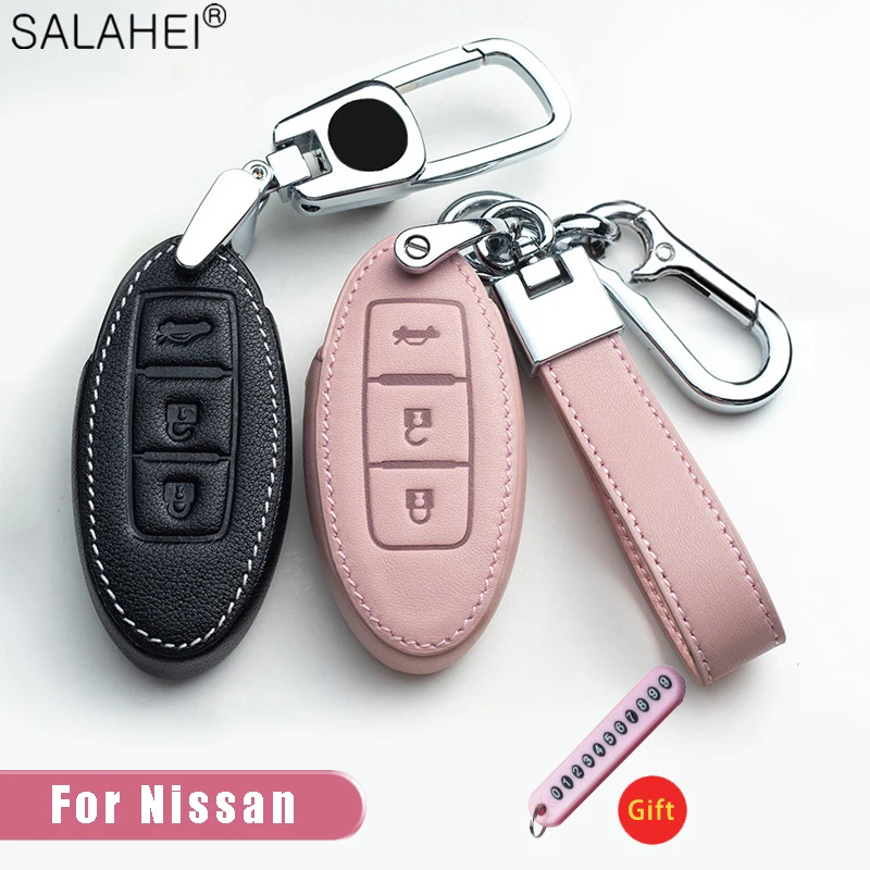 

Leather Car Key Case Cover For Nissan Qashqai J10 J11 X-Trail t31 t32 kicks Tiida Pathfinder Murano Note Juke 370Z Cube Micra