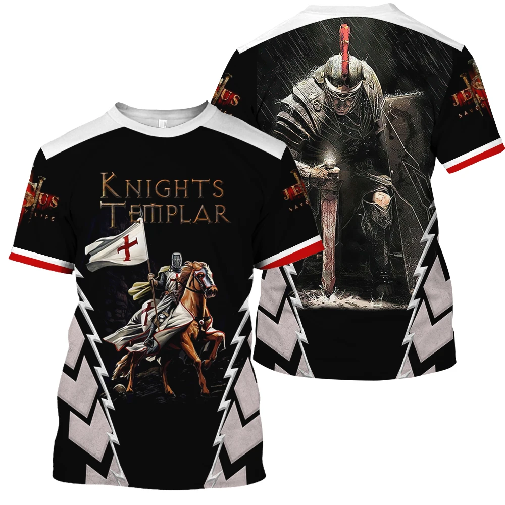 

Men T-shirts Summer Fashion Intage Templar Graphic Print Casual Cotton T Shirt Oversized Male Clothes Harajuku Short Sleeve Tops
