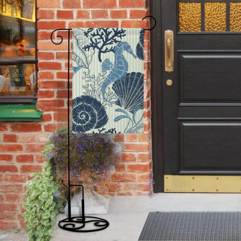 

Garden Flag Summer House Flags Hello Beach Sea Conch Home Yard Banner for Outside Flower Pot Double Side Print Banner for Outsid