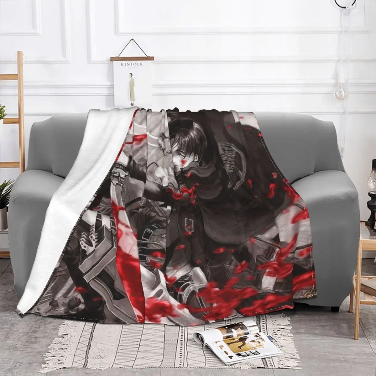 

Attack On Titan Blanket Fleece Print Anime AOT Portable Throw Blanket for Home Car Bedspreads