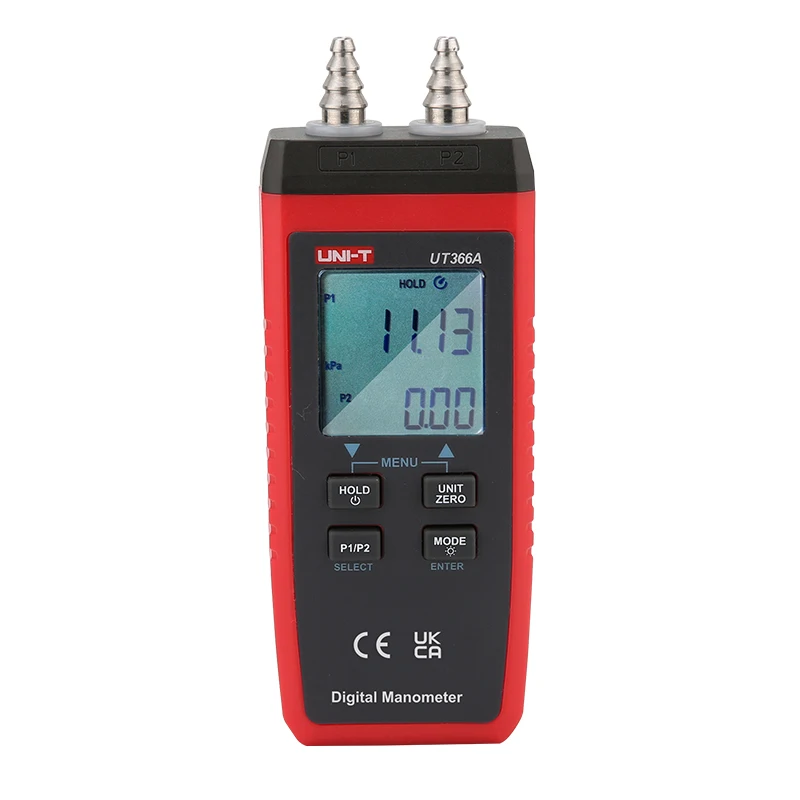 Фото UNI-T UT366A Высокоточный цифровой дифференциальный манометр для измерения давления воздуха в системах кондиционирования и вентиляции, тестер давления воздуха в воздуховодах №3