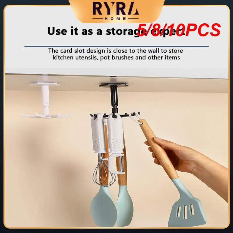 

5/8/10PCS Multi-function 7-claw Hook Kitchen Belt Hangers 360 Degree Rotating Seamless Hook Upgraded Organization Storage Rotary