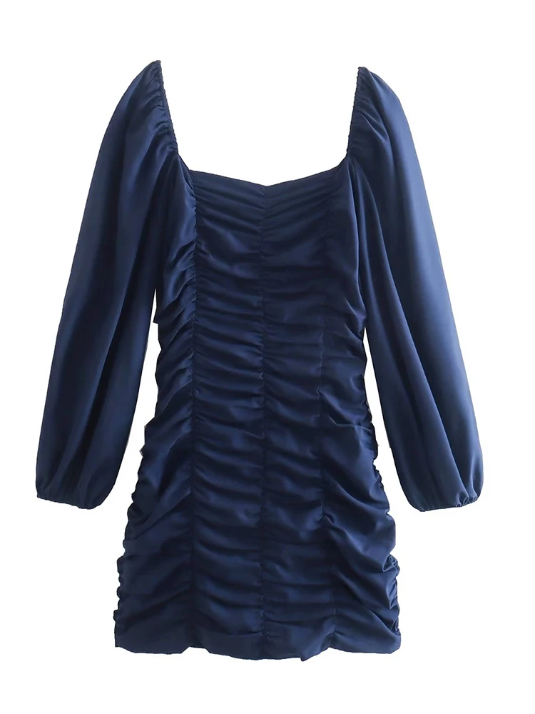 

Женское короткое платье с драпировкой, длинным рукавом, в винтажном стиле