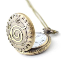 hot selling mens japan cartoon anime naruto pocket watch for men fashion women necklace chain vintage fob steampunk pendant