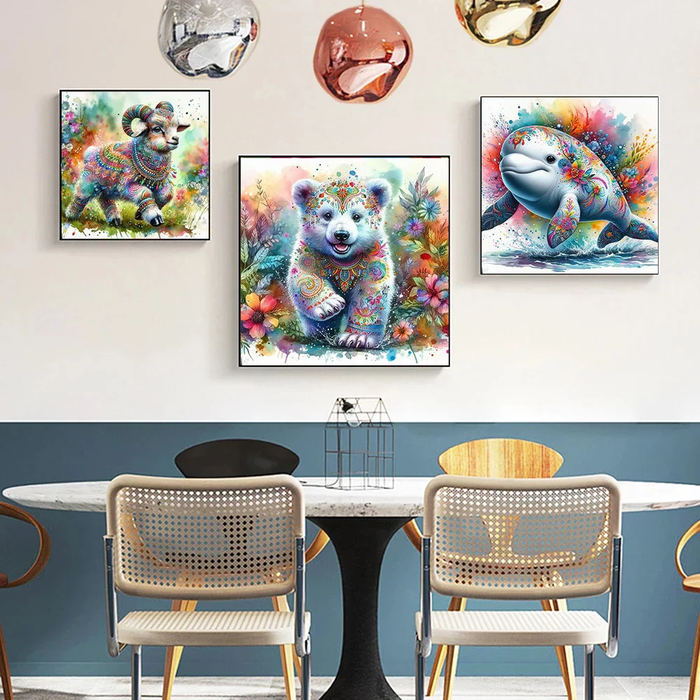 Алмазная живопись с перьями Индийского цвета набор для мозаики 5D цветочное