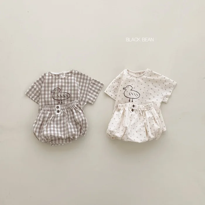 

Summer Cotton Plaid T-shirt + Shorts Set for Kids