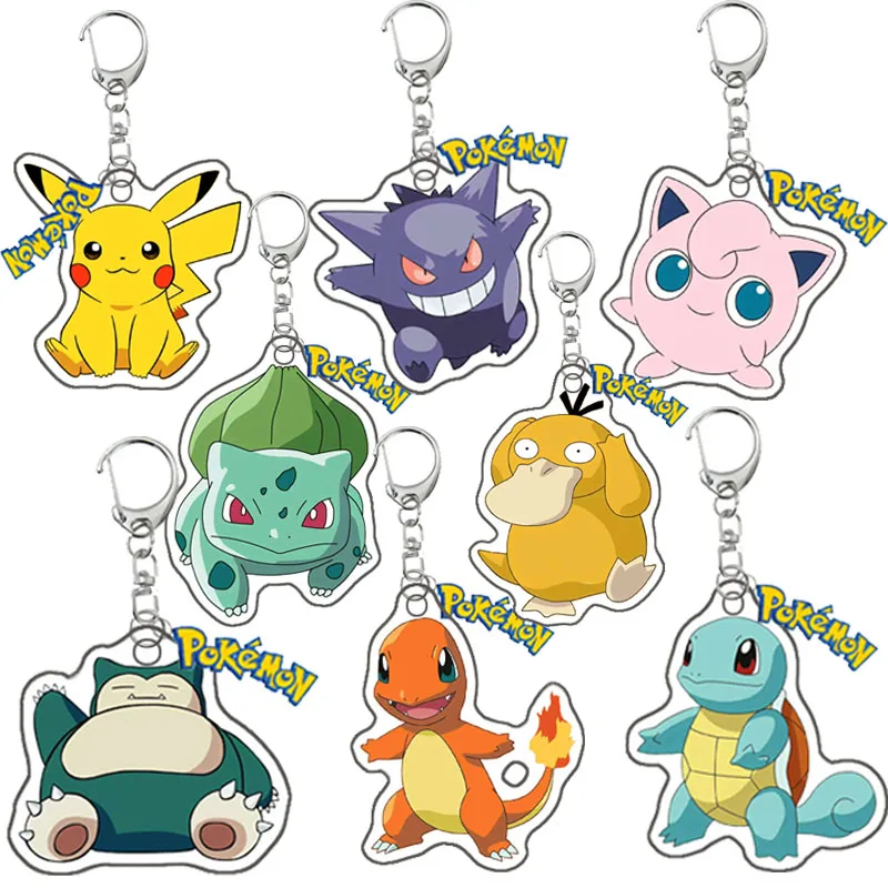 Kawaii Pokemon домашний акрил Qikachu Jigglypuff Squirtle Bulbasaur Charmander Gengar Snorlax брелок кулон аниме