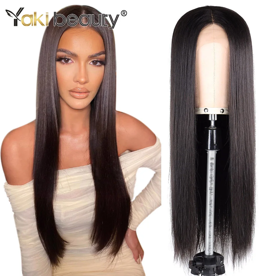 

Synthetic T Part Lace Wigs for Black Women 28inch Natural Color Long Straight Middle Part Lace Wig Heat Resistant Fiber Hair