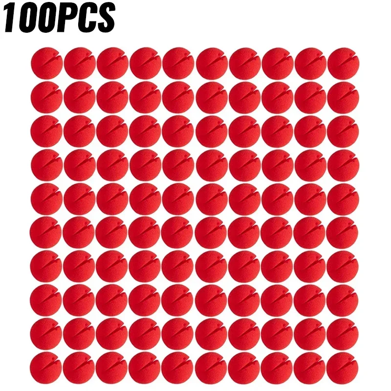 

Красные клоунские носы из пены, 5/10/20/30/50/100 шт.