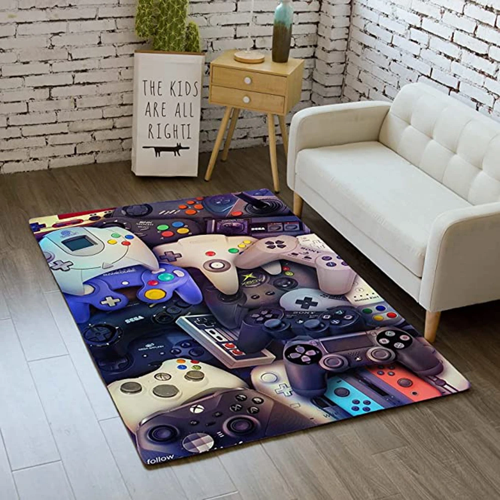 

CLOOCL Flannel Game Player Area Carpet 3D Print Controller Game Handle Leisure Pad Living Room Entry Door Mat Anti Slip Sofa Rug