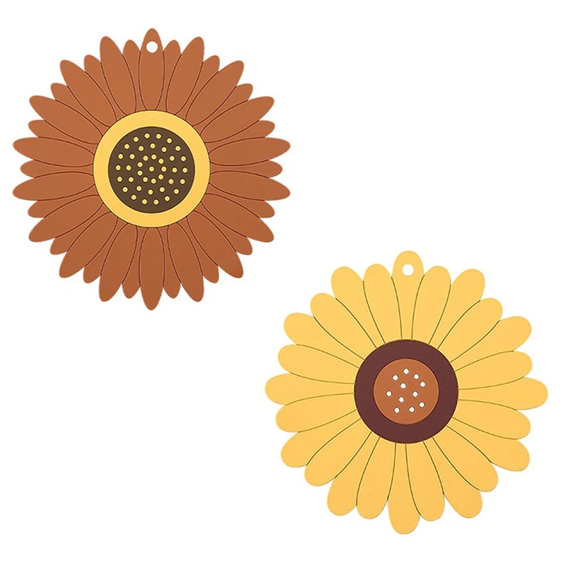 

4 Pieces Silicone Sunflower Trivet, Heat-Resistant Non-Slip Hot Pads For Pots, Pans, Bowls 19.5Cm