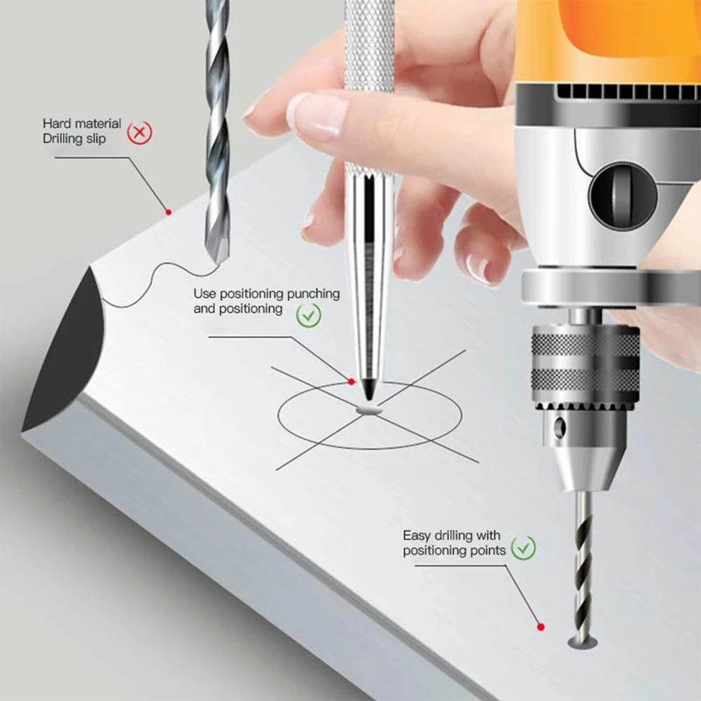 

Punch Positioner Punching Tip Bright Chrome Centering Positioning Chrome Alum Alloy Steel Drilling Hole Drilling
