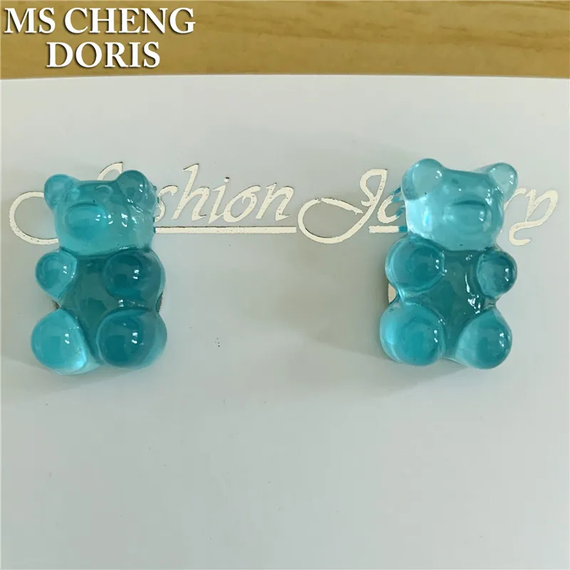 Wholesale Gummy Bears Studs Dangle Earrings For Women Teens Girls Minimalist Statement Earring Bear Pendant Fashion Jewelry Gift images - 6