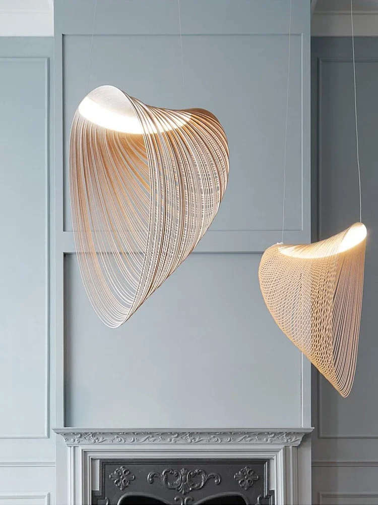 Люстра для ресторана итальянская дизайнерская креативная деревянная соломенная