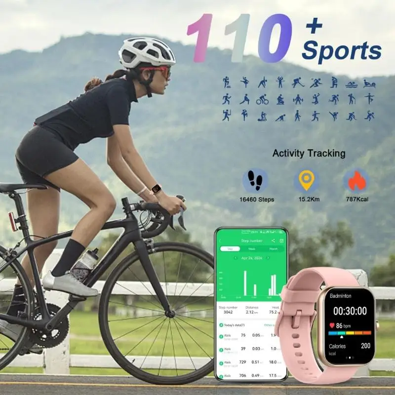 Фото M5TD Легкие 1,96-дюймовый цветной сенсорный экран Smartwatch Фитнес-часы Магнитный способ зарядки Зарядный кабель в комплекте №1