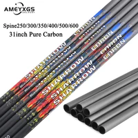 612pcs 31 archery pure carbon arrow shaft spine 250300350400500600 arrow shaft for compound recurve bow hunting shooting