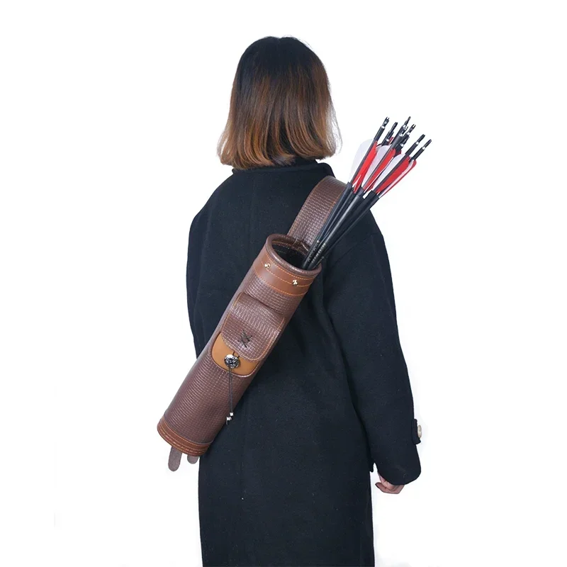 Портативный задний подвесной коричневый лук из воловьей кожи охотничий колчан