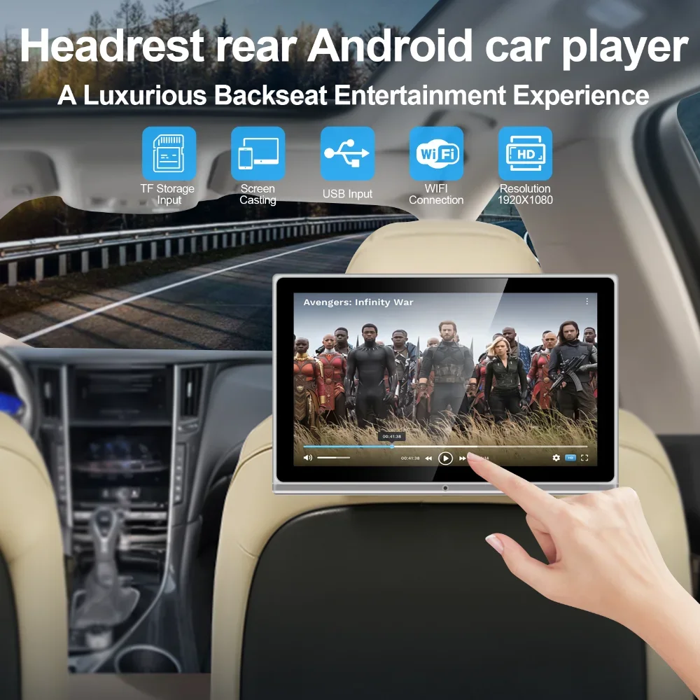 Navihua 11,6 дюймов 14-дюймовый HD 1280*720 Android автомобильный подголовник монитор заднего сиденья мультимедиа Apple Carplay BT SD HDMI-вход (art.: 3920cf38e9070) - 3920cf38e9070