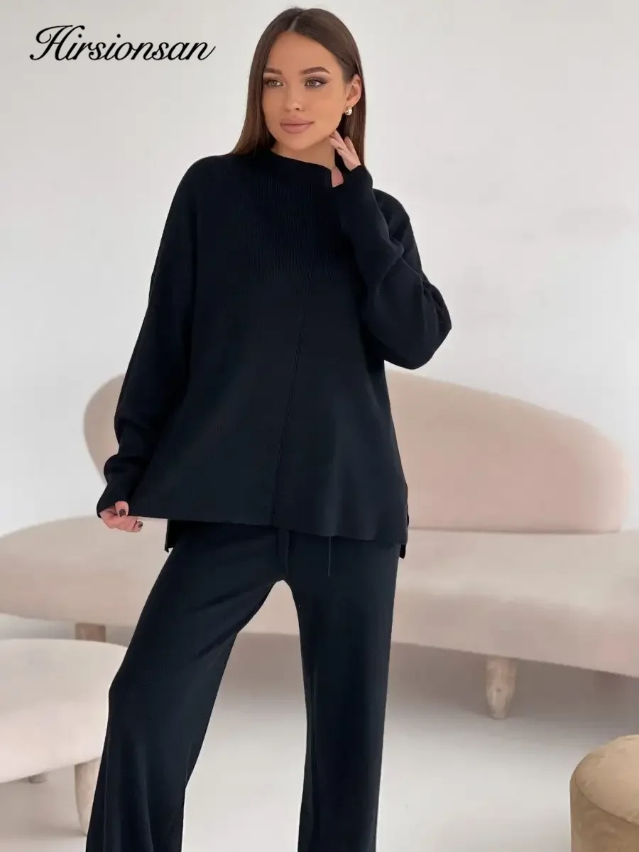 Hirsionsan Свободные мягкие элегантные женские костюмы из 2 предметов Женские