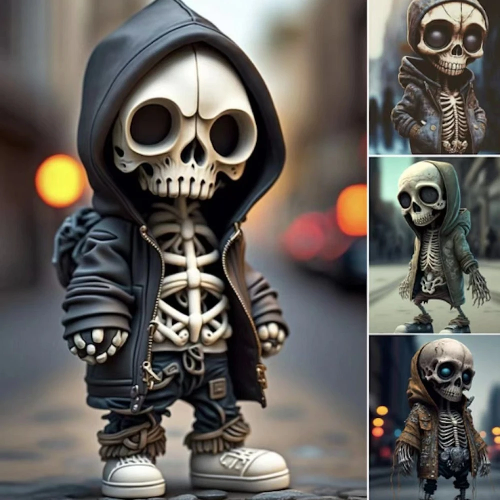 

4/1pcs Cool Skeleton Figurines Resin Halloween Skeleton Doll Ornament Outdoor Garden Statue Decoration for Horrible Halloween
