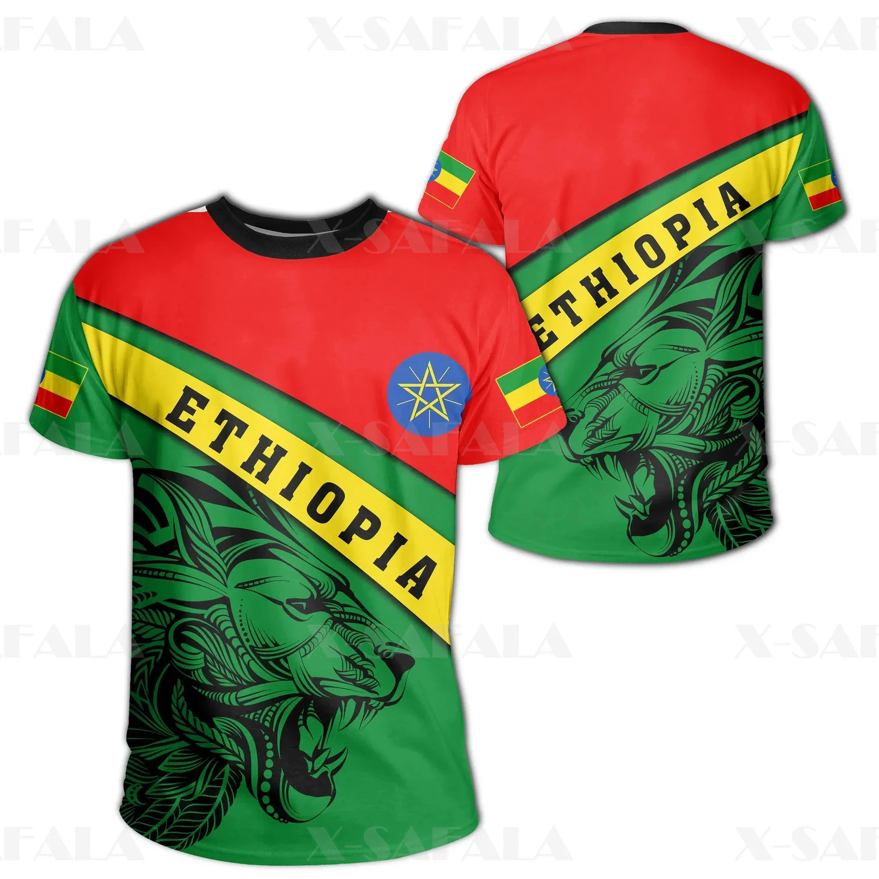 

Футболка Мужская/женская с круглым вырезом, высококачественная повседневная рубашка из молочного волокна с 3D принтом, с флагом округа Эфио...