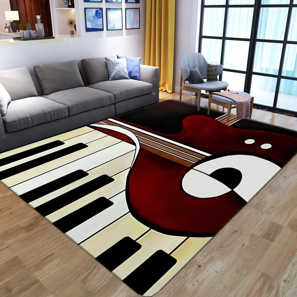 

Cartoon Anime guitar pattern 3D Printed Carpets for Living Room Bedroom Large Area Carpet Kids Play Floor Mat Child Game Big Rug