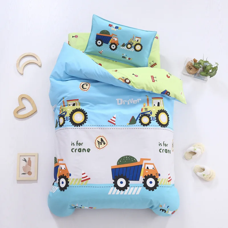 

3pcs/set Cartoon Cotton Bedding Set Crib Linen Kit Kindergarten Bed Sheet Pillowcase Duvet Cover Without Filler CP27