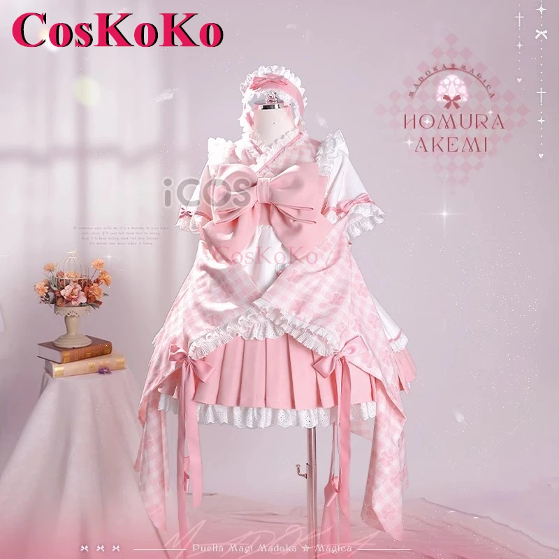 CosKoKo Kaname Madoka Косплей Puella Magi Magica Костюм Милое Элегантное Розовое Платье Горничной