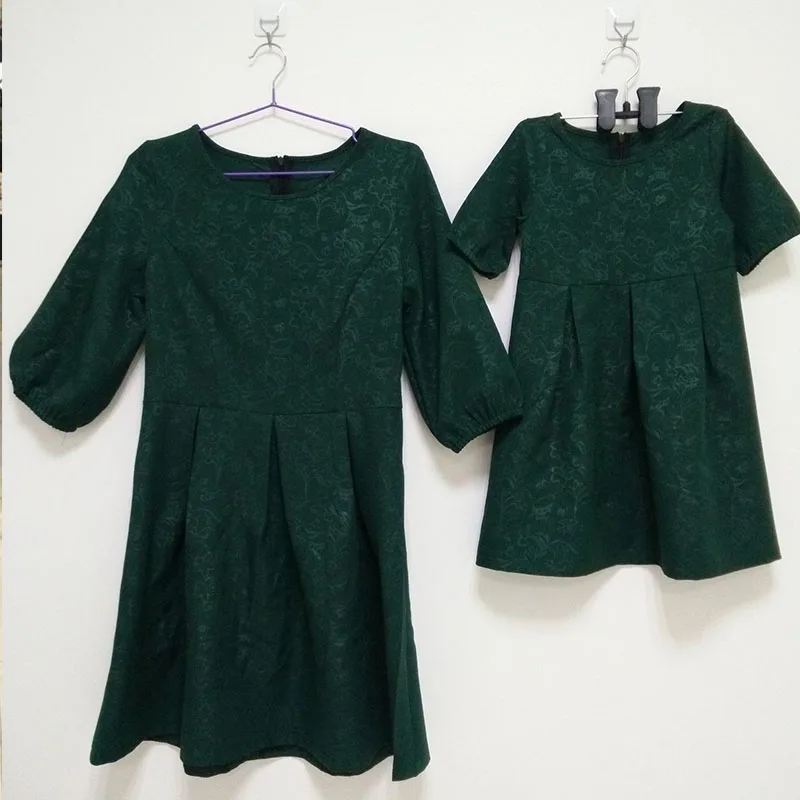 

2022 Mother Daughter Matching Dress Spring Autumn Women Girls Hald Sleeve Mini Dresses Family Matching Clothes Family Outfits