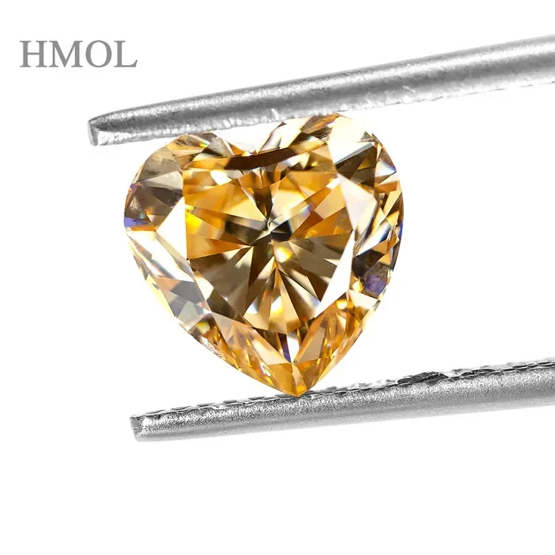 HMOL 4*4 мм в форме сердца цвета шампанского [поврежденный лед] муассанит свободные
