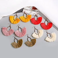 boho fan shaped tassel earrings for women girls handmade fringe dangle earring vintage dangle drop earrings jewelry party gifts