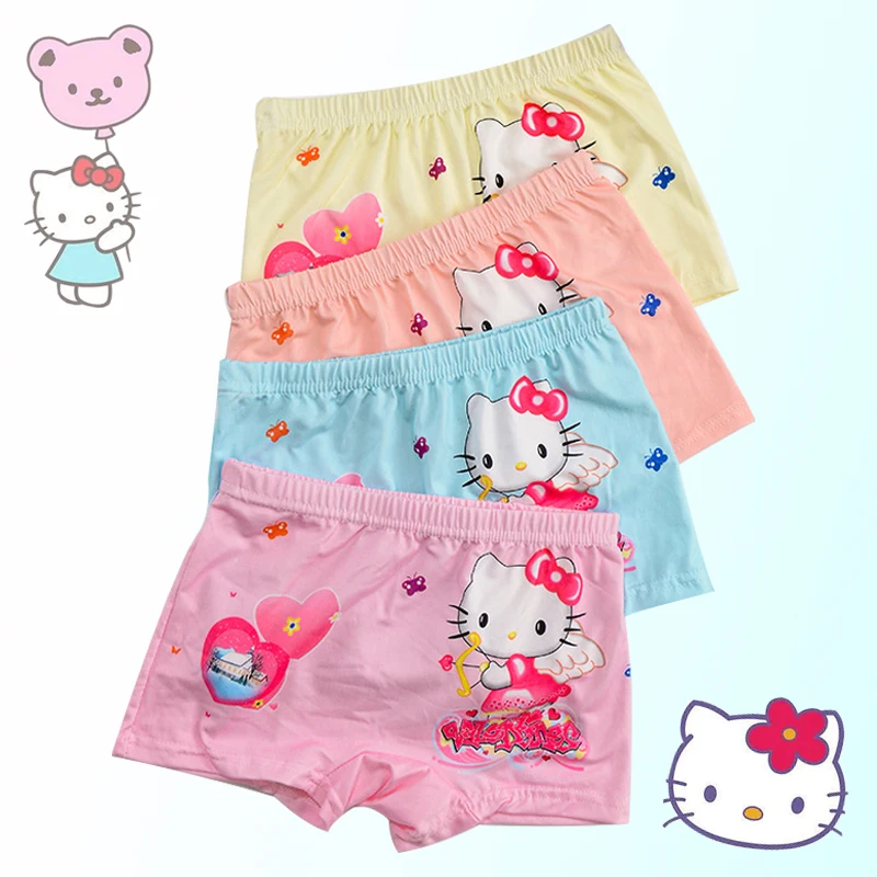 

Hello Kitty Girls Cartoon Underwear 4 Pcs/lot Polyester Children's Briefs Cute Kawaii Soft Thin Breathable Boxer Brief