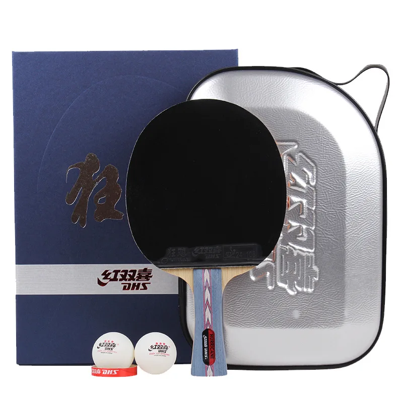 

DHS ракетка для настольного тенниса NO5 прямая пластина NO6 горизонтальная пластина Двусторонняя обратная клейкая синяя океанская хлопковая Подарочная коробка Одиночная