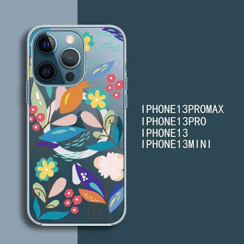 

Plant leaf flower grass Phone Case For iPhone 13 12 Mini Pro Max transparent Super Magnetic MagSafe Cover