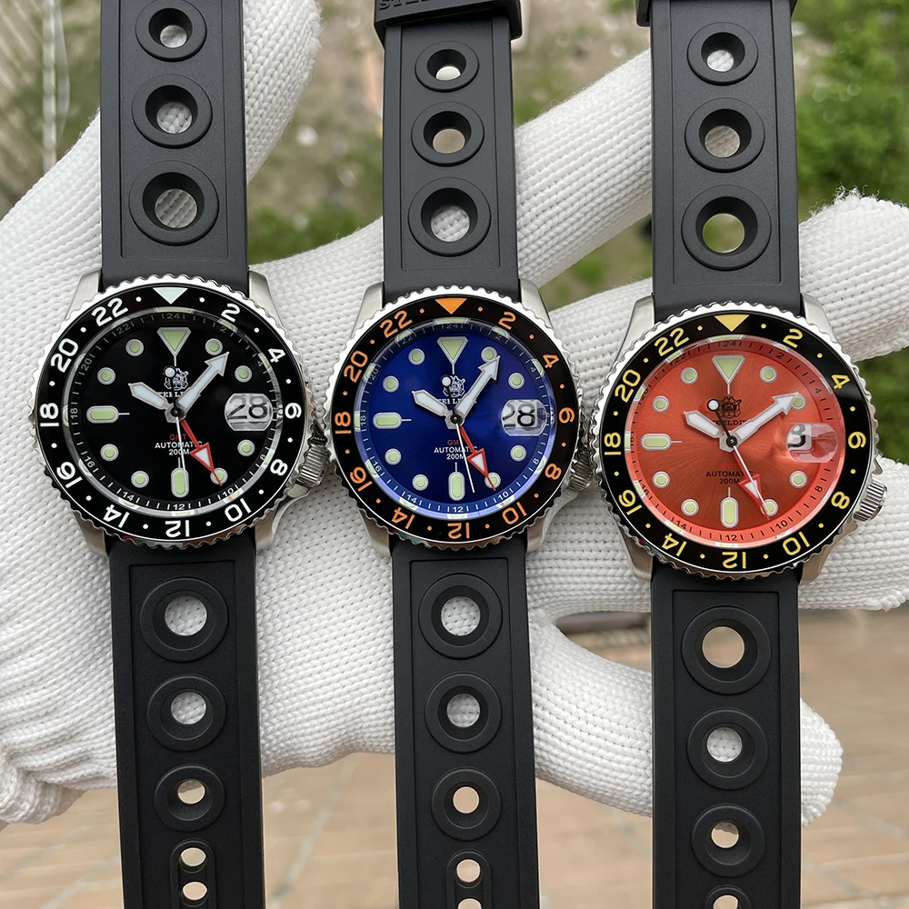 Steeldive Мужские автоматические часы 42 мм GMT Роскошные механические наручные для