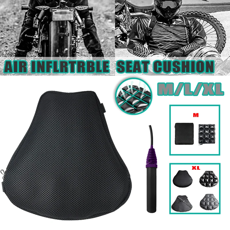 

Motorcycle Air Seat Cushion Cover 3D Inflatable Seat Cushion Antiskid Breathable Shock Absorption Aeat Mat M/L/XL
