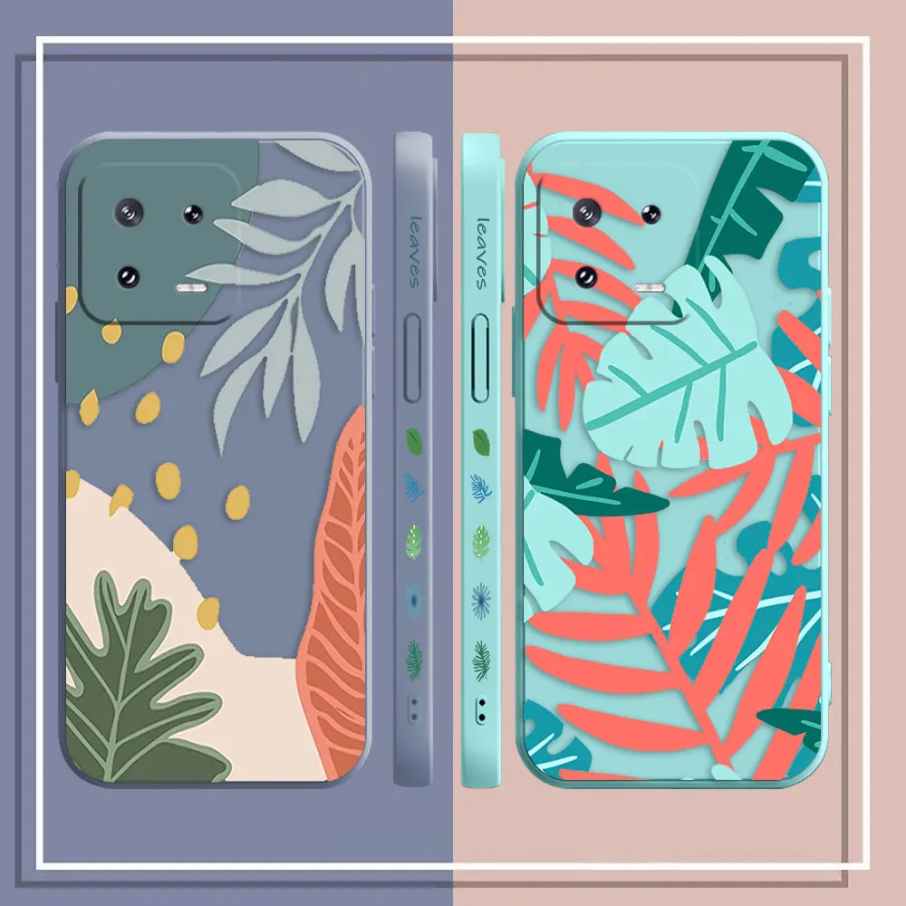 Leaves Patchwork Color Case For Xiaomi 13 12 12S 11 11T 10 10S 9 9SE 8 8SE Pro Ultra Lite Colour Liquid Case Cover Funda Cqoue