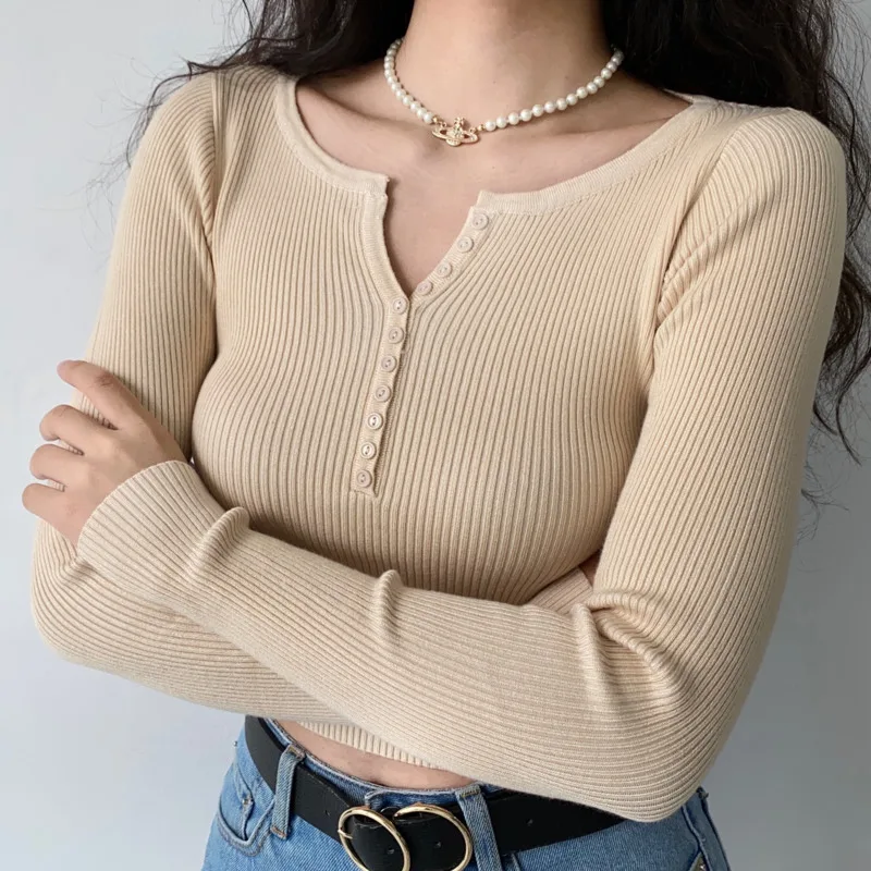 

Женский топ с V-образным вырезом, сексуальный облегающий трикотажный топ, женские стильные шорты с коротким длинным рукавом