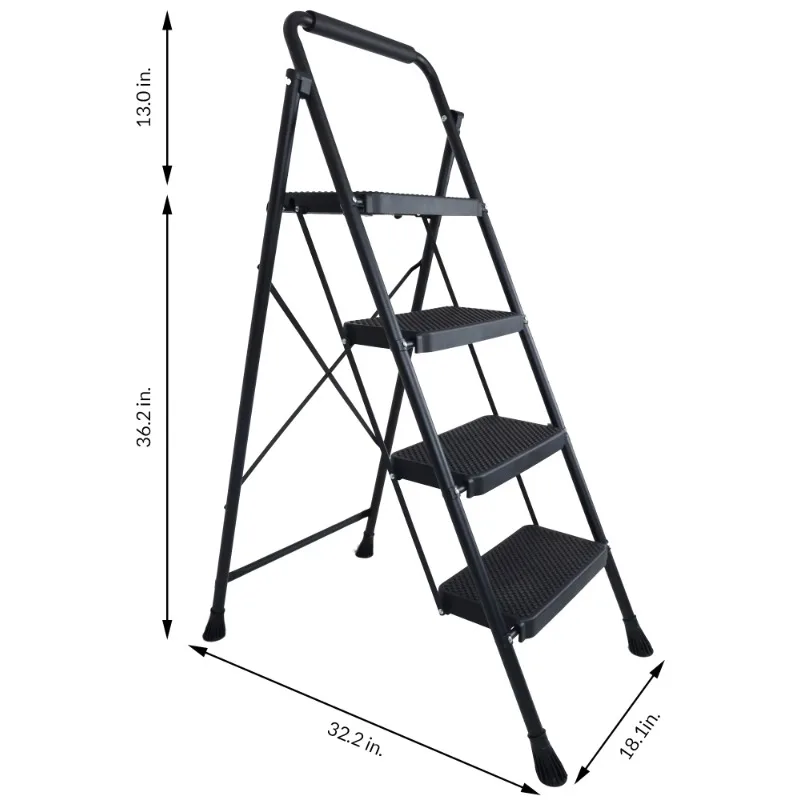 

Складной ступенчатый стул Elevon с широкой нескользящей педалью, прочная стальная лестница фунтов, 4-ступенчатая