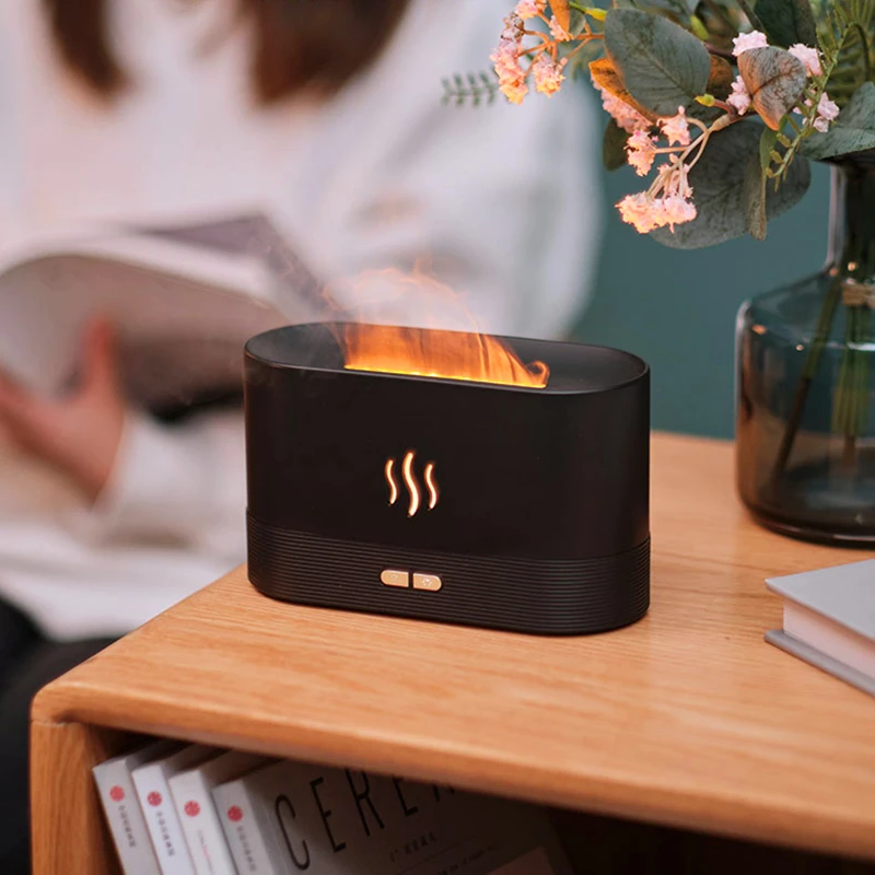 

MODERN Simulation Flame Night Lights with 180ML Water Tank Humidifier Suitable for Bedroom Room Office Atmosphere LED Desk Lamp