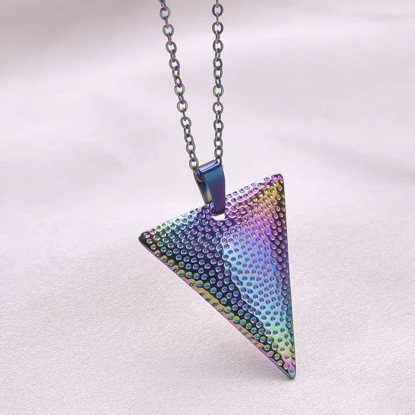 

Statement Inverted Triangle Pendant Necklace O Chain Jewelry On The Neck Stainless Steel Necklace For Women Men Accessories Gift