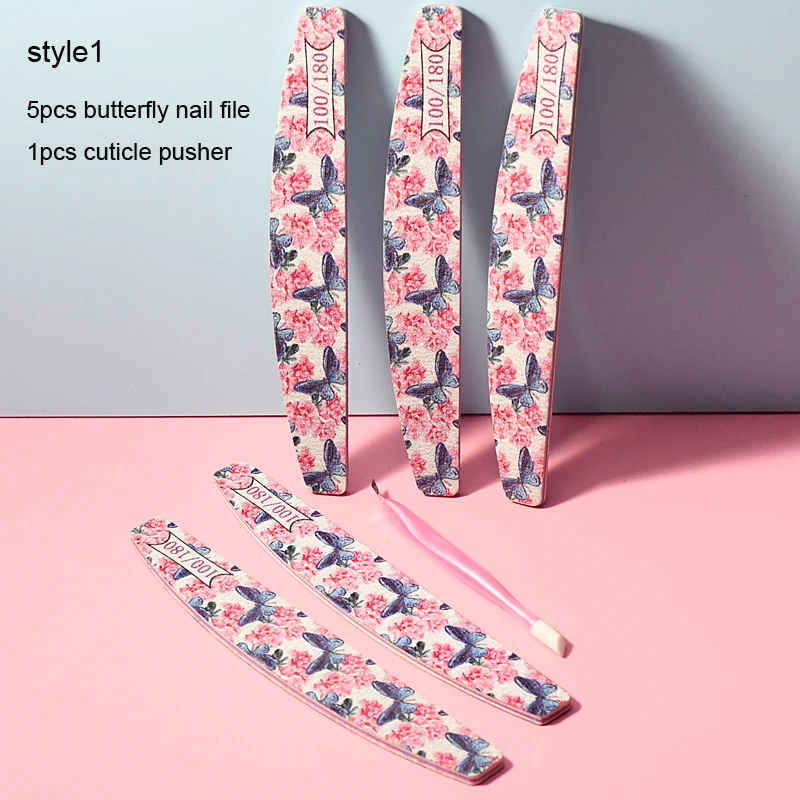 

Nail Art File Kit Professional Material Nails Sanding Polishing Cuticle Files Pedicure Brush Wood Stick Exfoliate Manicure Tools