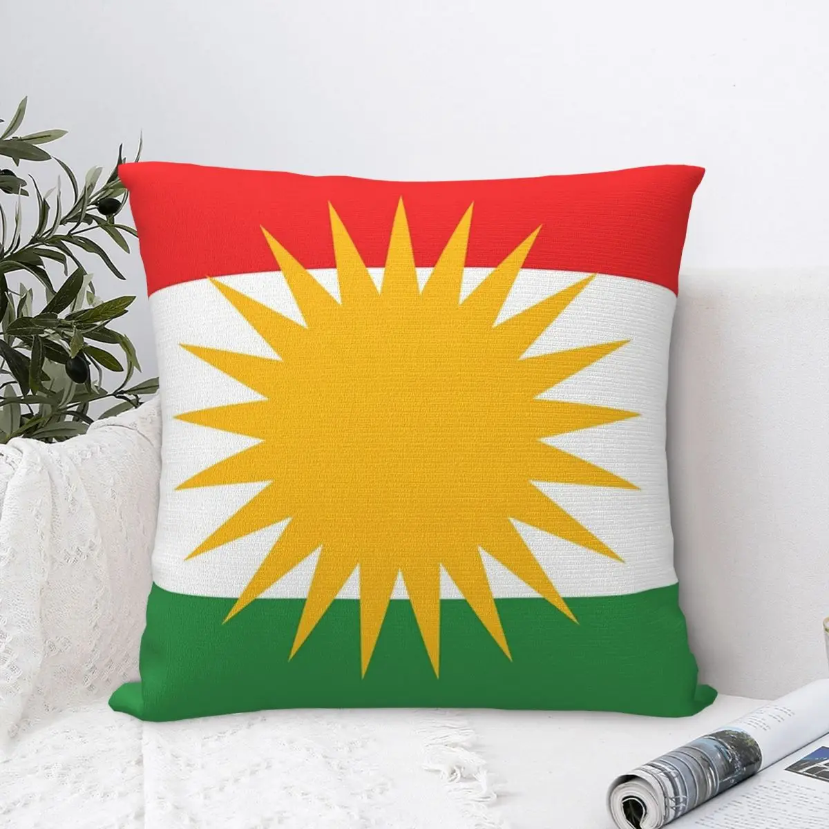 

Квадратная наволочка с флагом Курдистана, наволочка из полиэстера, бархатная Наволочка на молнии, декоративная комфортная наволочка для дома, гостиной