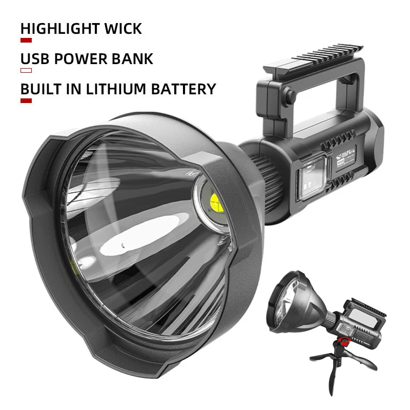 

P70.2 Portable Spotlights Camping Outdoor Lighting Super Bright Flashlight LED Work Light Fishing Lamp Power Bank Searchlight