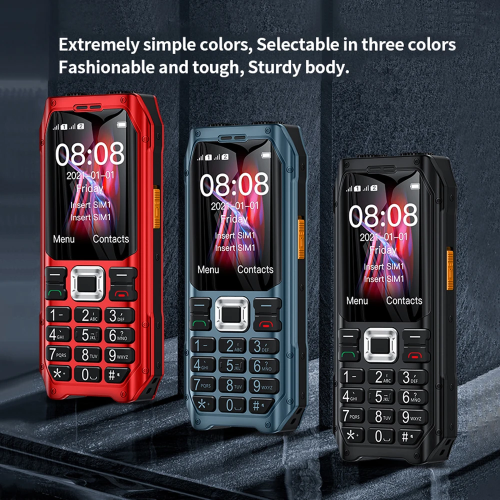 SOYES K80 GSM 2G Mobile Phone 1800mAh Dual SIM Cards Double Torch Flashlight Loud Sound MP3 FM Vibration Elder Cellphone