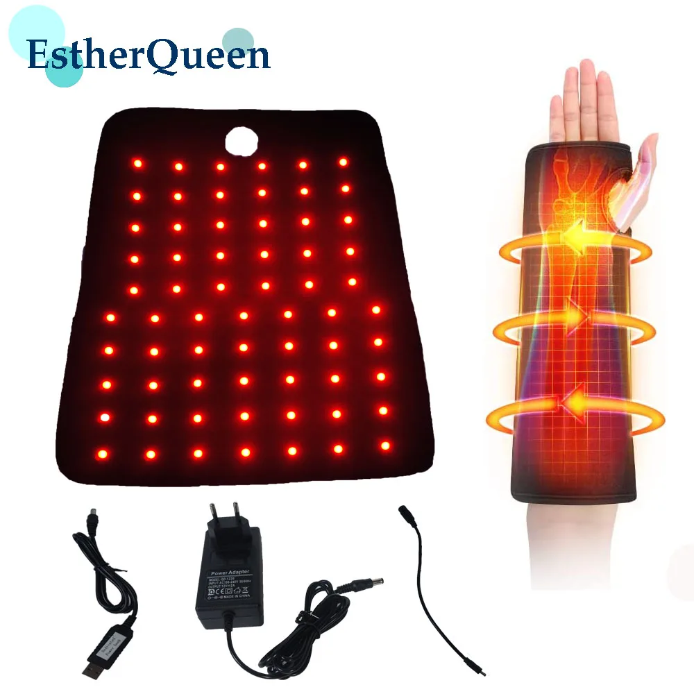 

EstherQueen LED Red & Infrared Light Therapy Pad for Arm wrist Elbow Joint Pain Relief Flexible Wearable WrapRelax Hand Muscles