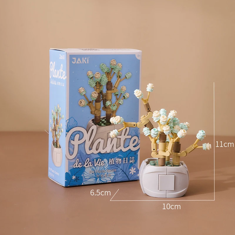 

Potted Plants Succulents Cactus Gypsophila Bonsai Tree Gardens Romantic Building Blocks Classic Model Bricks Kids Sets Kits Toys