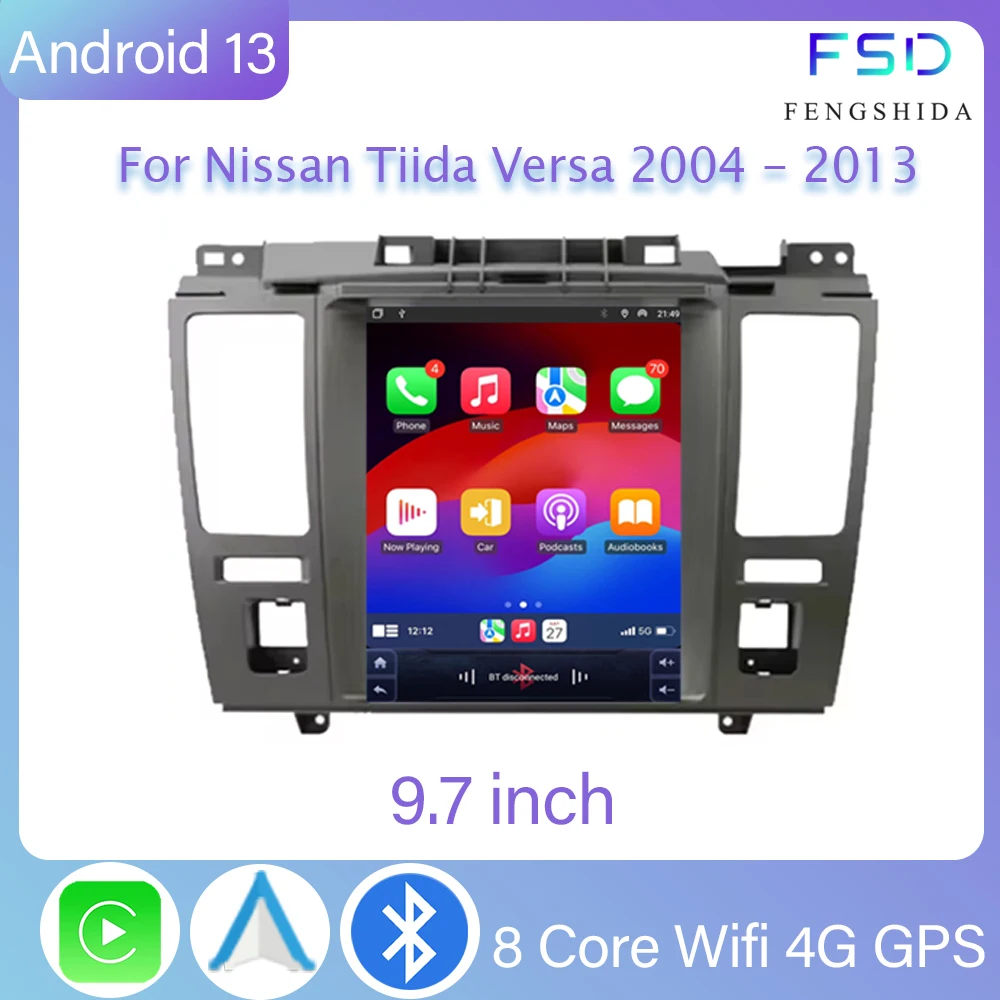 Автомагнитола Carplay для Nissan Tiida Versa 9 7-2004 2013 дюйма Android 13 GPS