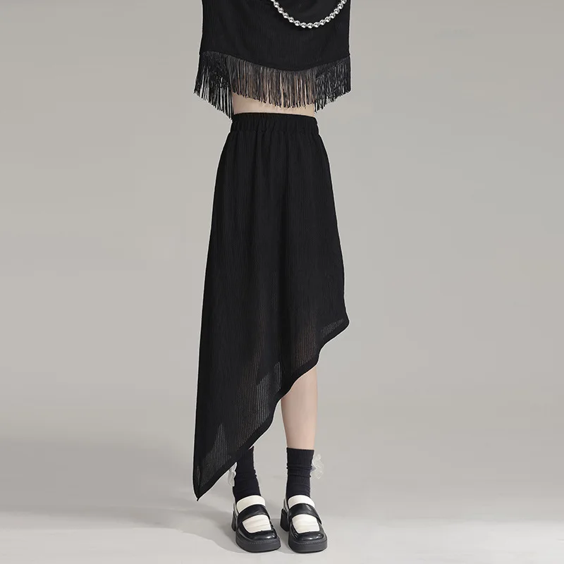 Женская трикотажная юбка асимметричного покроя модная дизайнерская летняя в